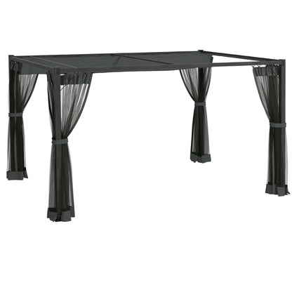 3 x 4m Aluminium Frame Pergola, with Retractable Roof - Dark Grey