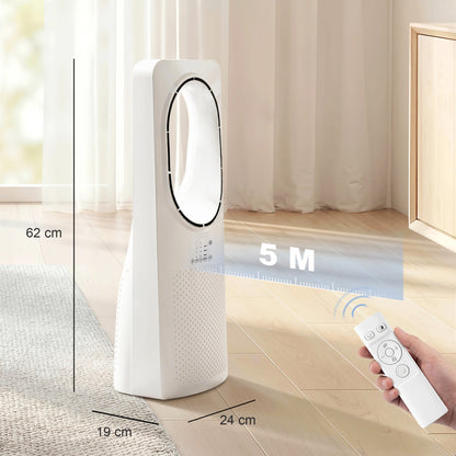 Bladeless Tower Fan for Bedroom, 36dB Standing Cooling Fan with Oscillating, 3 Speeds, 3 Modes, 15H Timer, White