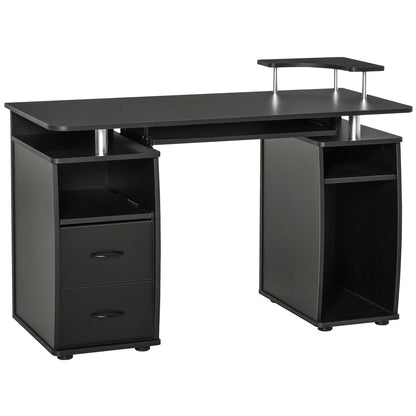 Study Desk Writing Table for Home Office, Student Workstation with Drawers, Sliding Shelf and Storage, Black