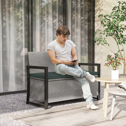 151.5L Storage Garden Bench, with Cushion - Grey