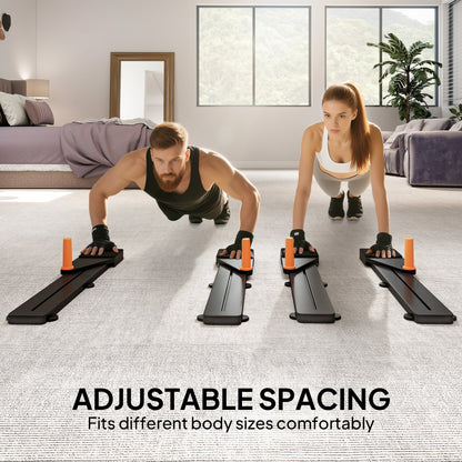 Push Up Board Set of 2, Portable Press Up Board with Dual Glide Rails, Knee Pad