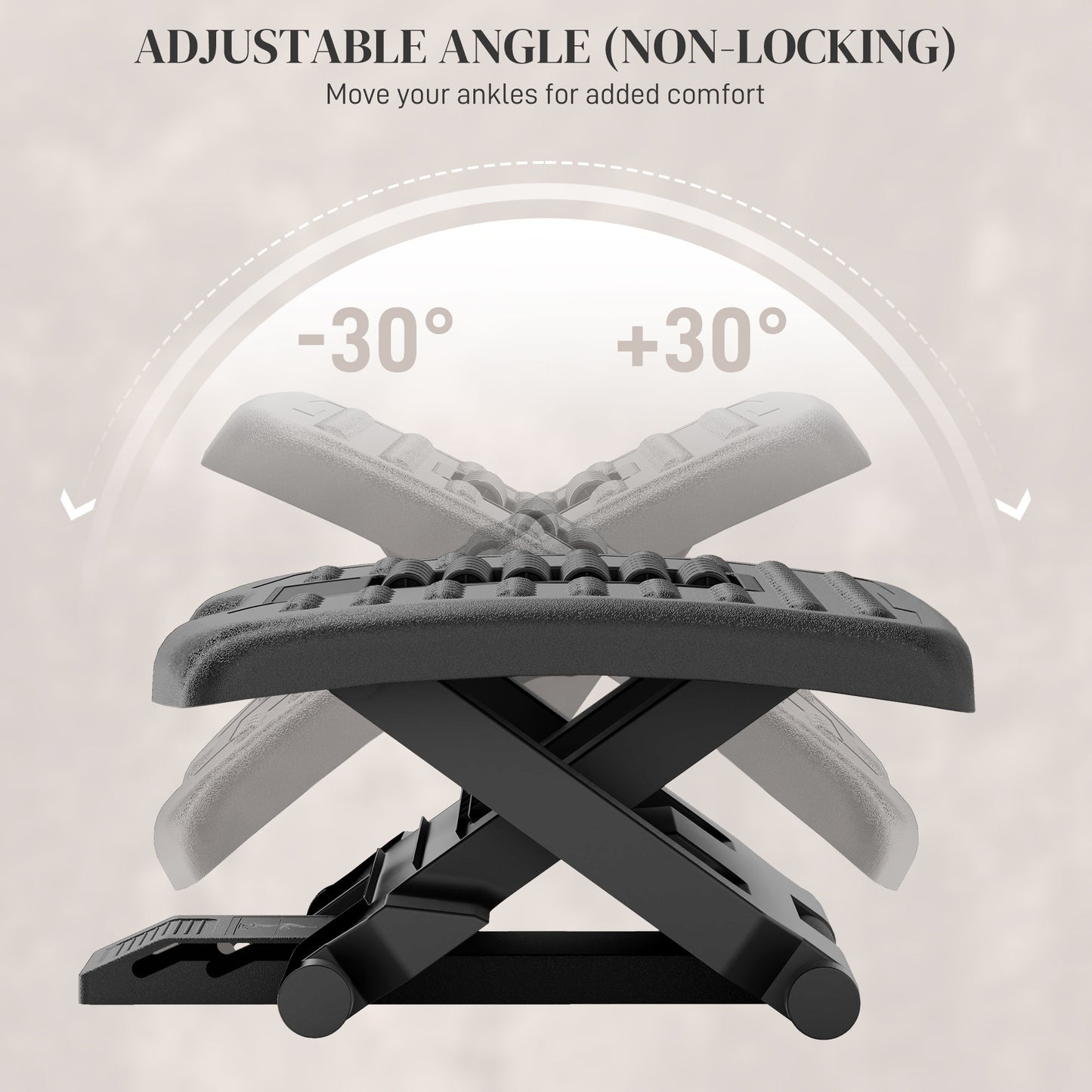 Three-Level, Multi-Angle Massage Footrest - Black