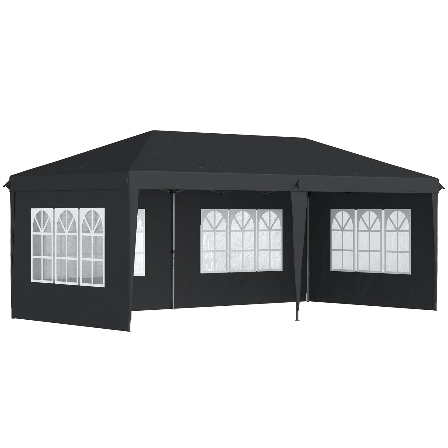 3 x 6m Pop-Up Gazebo, with Removable Walls - Black