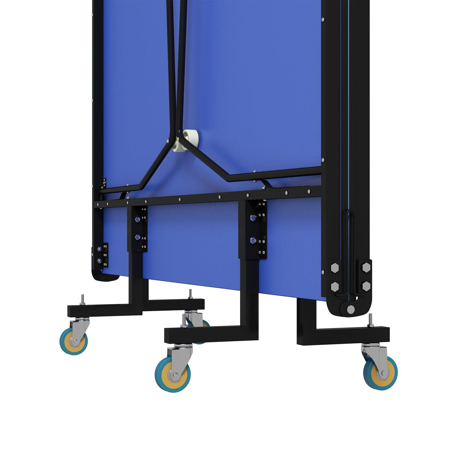 9FT Folding Tennis Table, with 8 Wheels, for Indoor Use, Blue