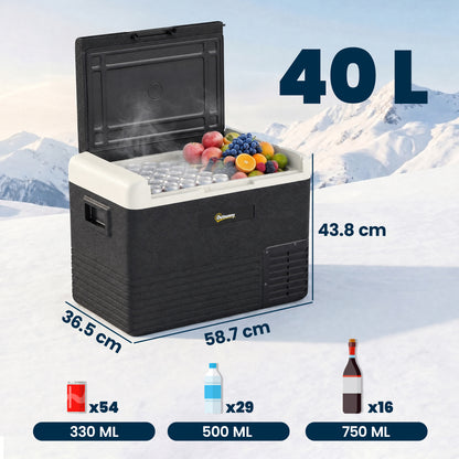 40L Portable Car Refrigerator - Grey and Black