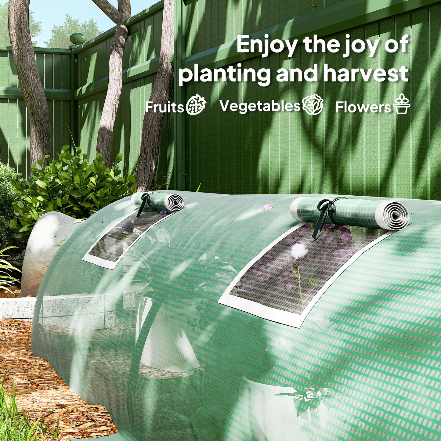 Mini Greenhouse, Portable Tunnel Green House, Green Grow House Steel Frame with 5 Mesh Windows, 3 M, Green
