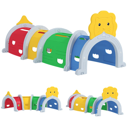 Kids Play Tunnel with Lion Design for 3-6 Years, Crawling, Climbing, Indoors & Outdoors