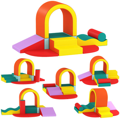 Kids Soft Play Set, 10PCs PU Leather Foam Climbing Blocks for Climb and Crawl, Educational Toys for Motor Development