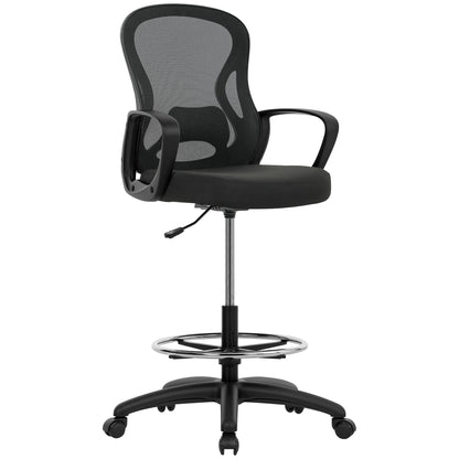 Drafting Chair with Adjustable Footrest, Ergonomic Mesh Office Chair with Lumbar Support