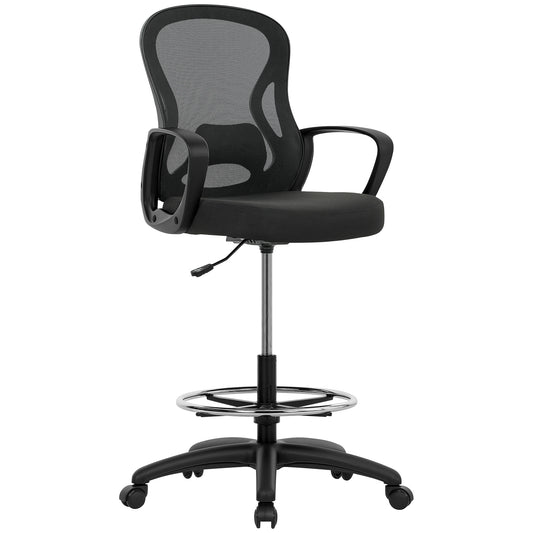 Drafting Chair with Adjustable Footrest, Ergonomic Mesh Office Chair with Lumbar Support