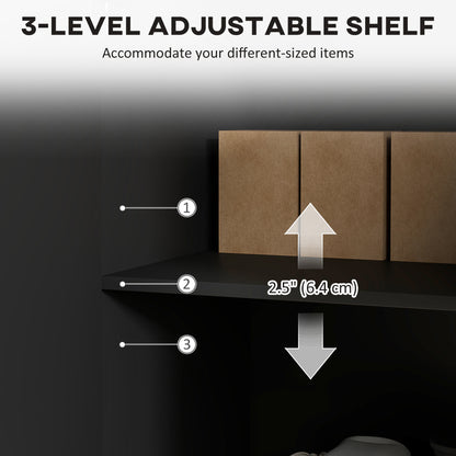 Sideboard Buffet Cabinet, Modern Kitchen Storage Cabinet with Adjustable Shelves and Metal Legs, Black