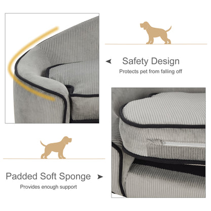 Dog Sofa for XS and S Size Dogs, Pet Chair Bed with Soft Cushion, Cat Sofa Couch with Washable Cover, Wooden Frame