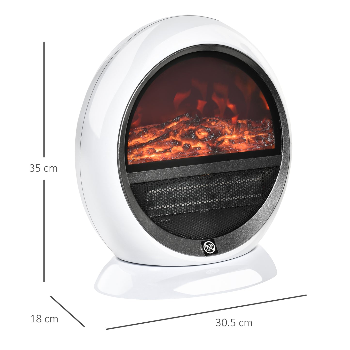 Freestanding Electric Fireplace Indoor Space Table Top Heater with Realistic Flame Effect, Rotatable Head