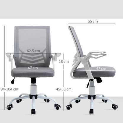 Office Chair with Flip-up Armrest, Mid Back Desk Chair with Mesh Back, Lumbar Support, Adjustable Height