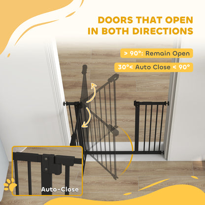 Adjustable Safety Gate w/ One Extensions, Four Adjustable Screws, Black