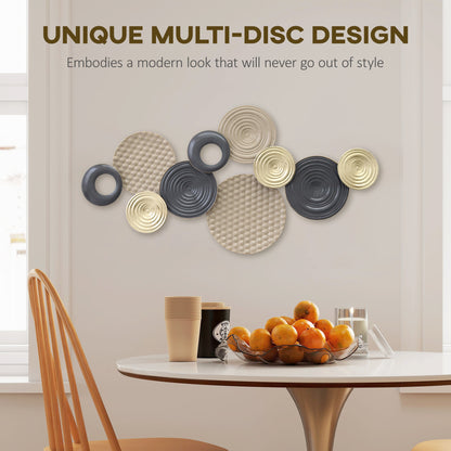 Metal Wall Art, Modern Hanging Wall Decor with Multi-Disc Design for Living Room Bedroom Dining Room