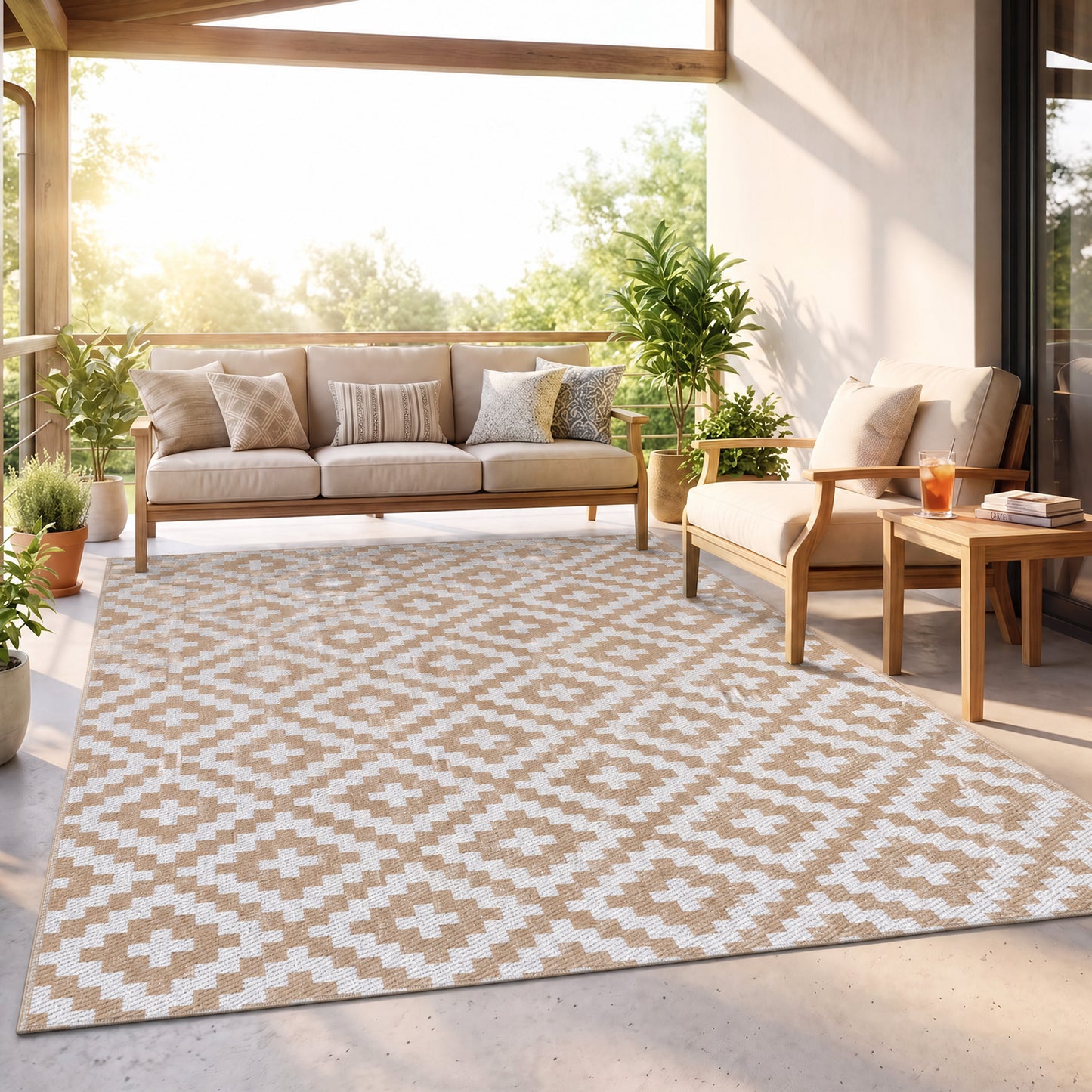 Outdoor Rug Reversible Mat Plastic Straw Rug Portable RV Camping Mat for Garden Deck Picnic Indoor, 182 x 274 cm (6 x 9 ft)