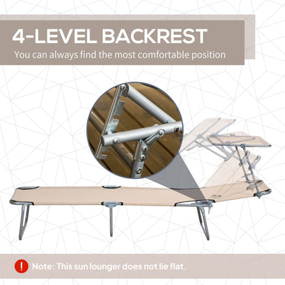 Folding Sun Lounger Set of 2 with Canopy, Reclining Sunbed with 4-Position Adjustable Backrest, 600D Oxford Cloth