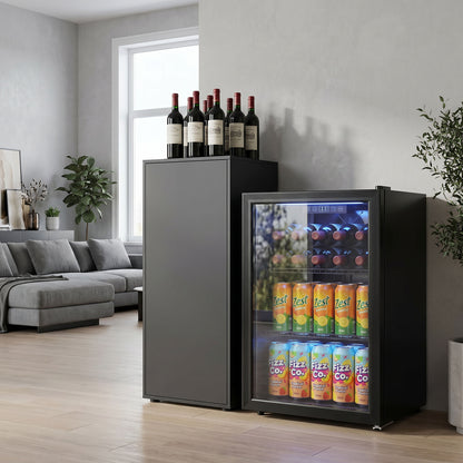 70L Drinks Fridge, 70 Can Under Counter Freestanding Beer Fridge with LED Light