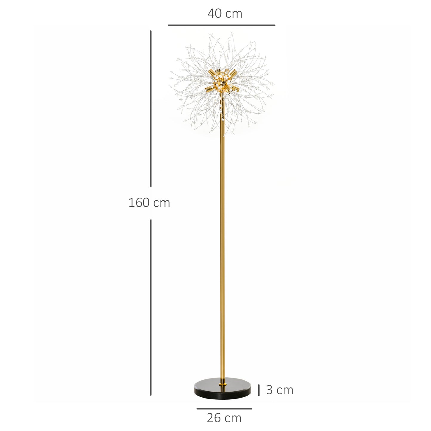 160cm Dandelion-Crystallite Floor Lamp, with Foot Switch