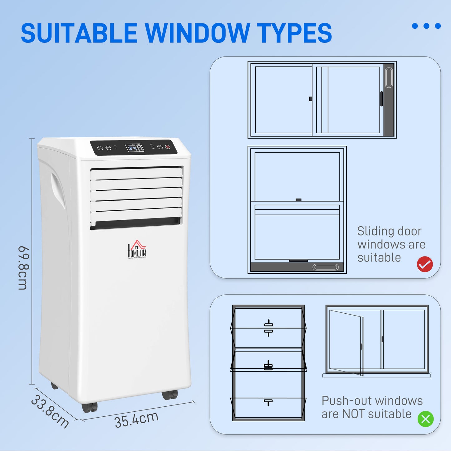 9000 BTU Air Conditioning Unit, 3-in-1 Portable Air Conditioner, Dehumidifier, Cooling Fan with Remote Control