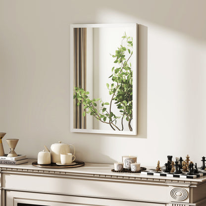 Wall Bathroom Mirror, 60 x 40 cm Wall-Mounted Mirror for Living Room, Bedroom, Hallway, White