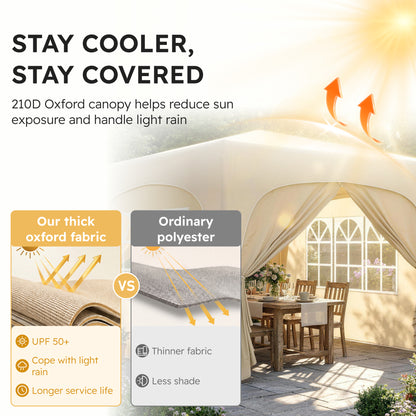 3 x 3m Pop-Up Gazebo Shelter, with Accessories - Sand