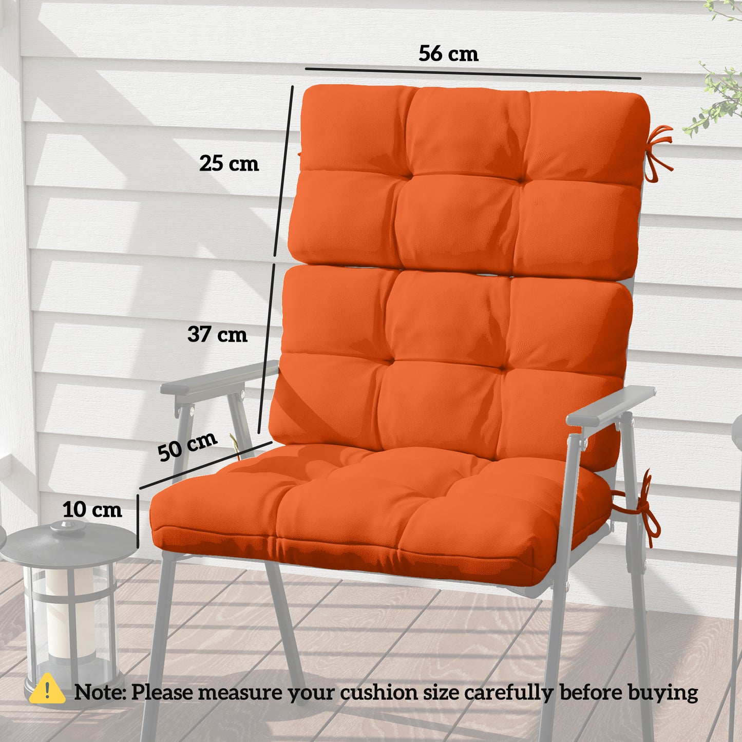 Set of Two Padded Outdoor Seat Cushions - Orange
