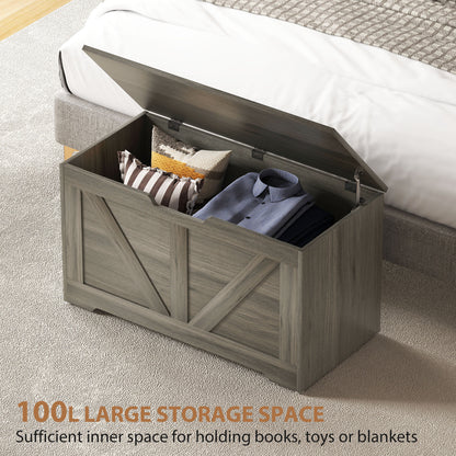 100L Home Storage Box, with Safety Hinge - Charcoal Grey