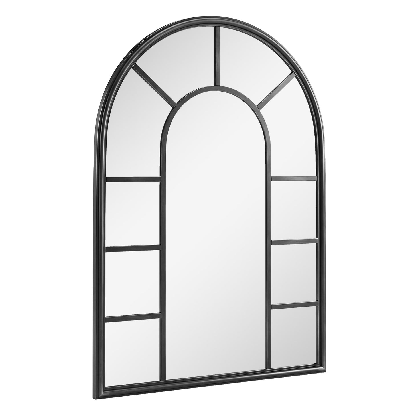 Arched Mirror, Shatterproof Acrylic Windowpane Wall Mounted Mirror with Robust Metal Frame, 71 x 51 cm, Black