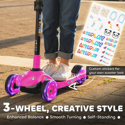 Three-Wheel Foldable Electric Scooter for Kids Aged 6-10 Years, Pink