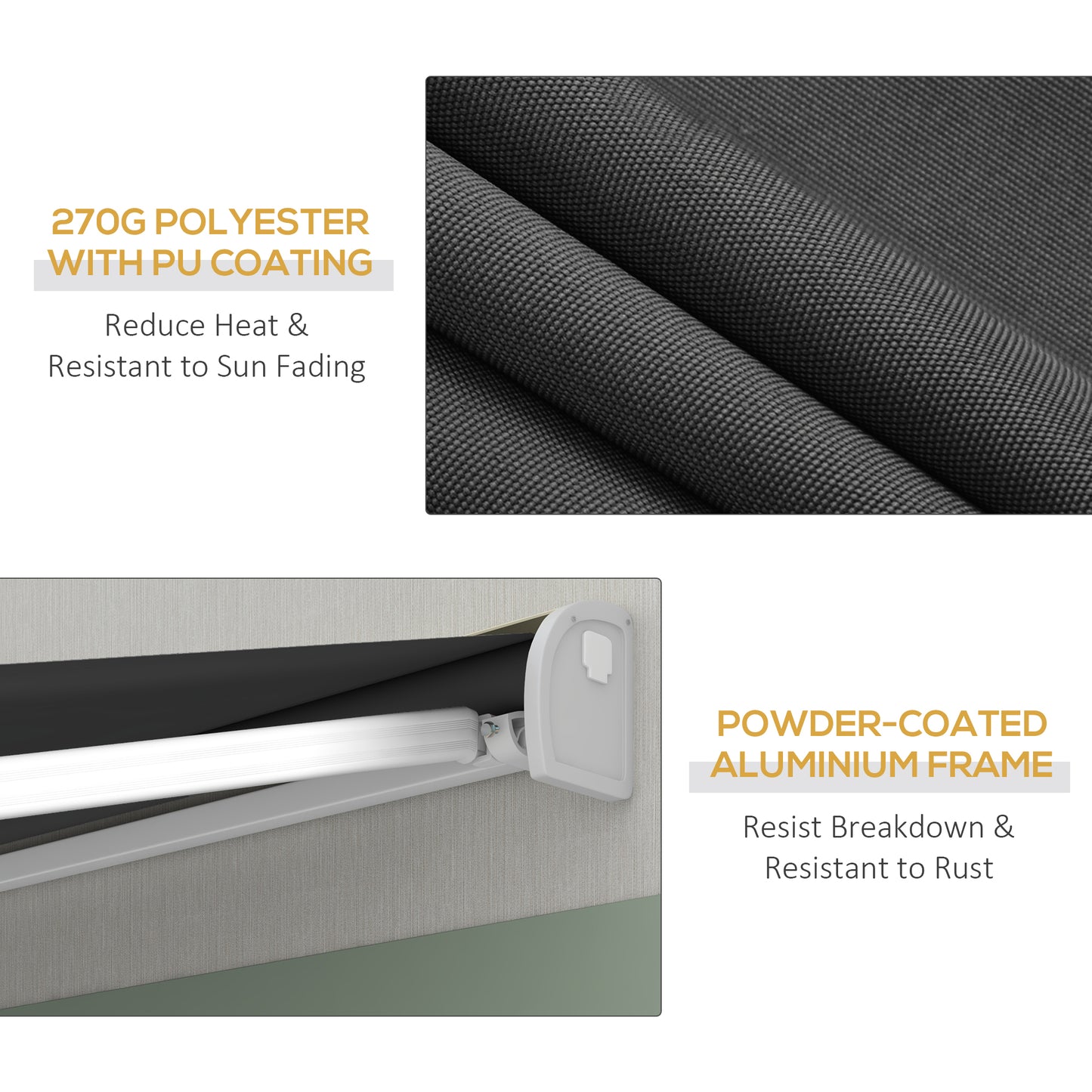 4 x 3(m) Electric Retractable Awning with Remote Controller, Aluminium Frame Sun Canopies for Patio Door Window