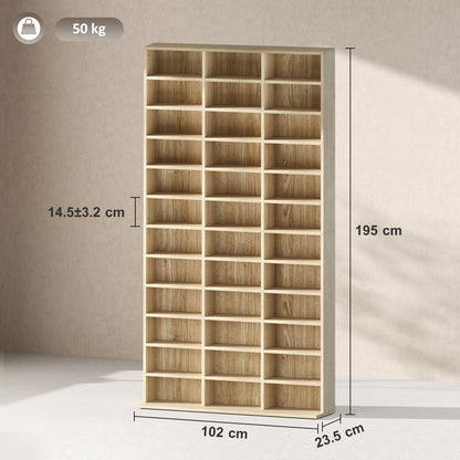 CD Storage Unit with Adjustable Shelves, 102 x 195 cm, Oak Tone