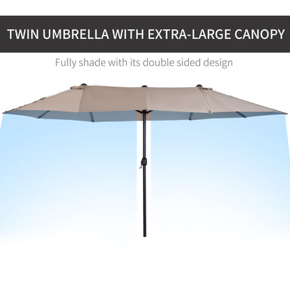 4.6m Double-Sided Patio Parasol Sun Umbrella-Tan