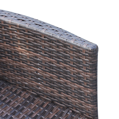 6 Seater Rattan Dining Set with Cushions, Rattan Garden Furniture Set with 6 Armchairs, Rectangular Glass Top Table