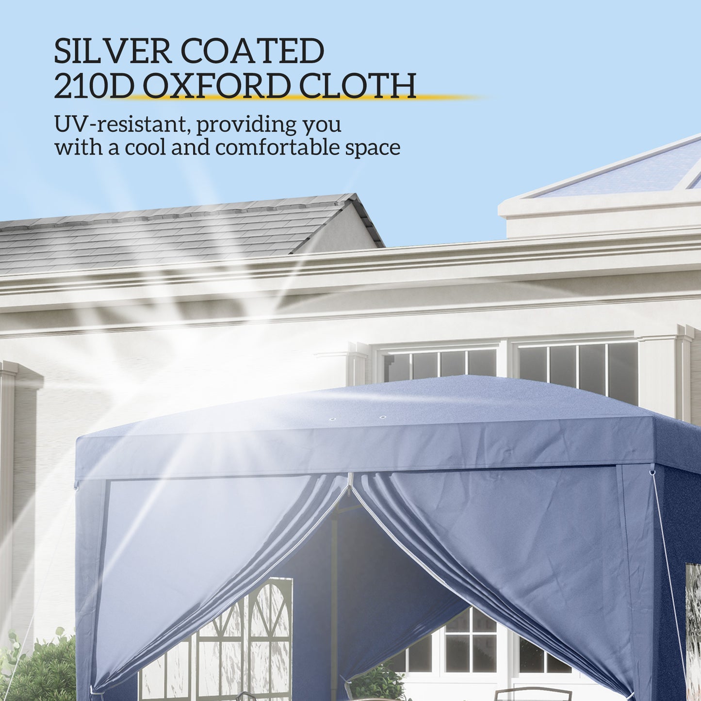 3x3(m) Pop-Up Gazebo, with Curtain Walls and Windows, Blue