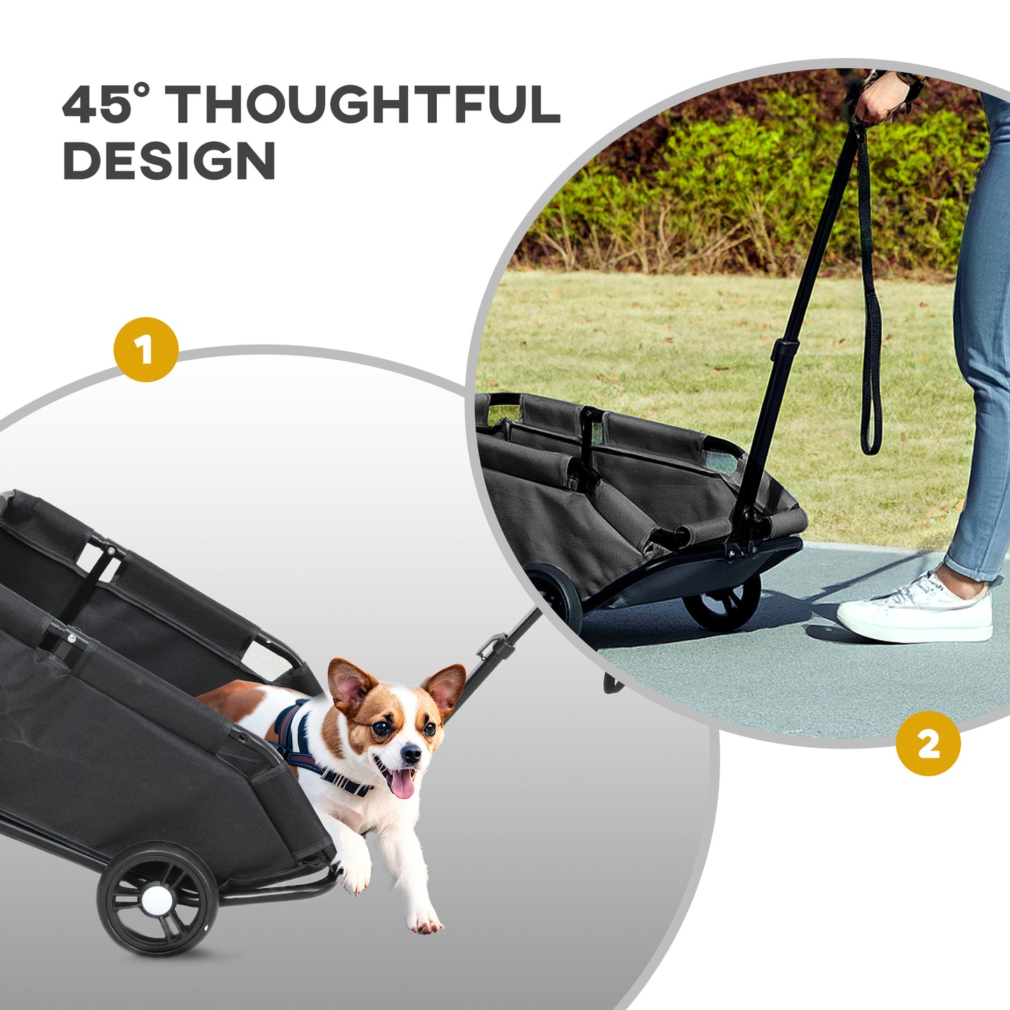 Pet Wagon Cart, Dog Stroller for Small Dogs and Cats with 4 Wheels, Safety Straps, Storage Bag, Mat