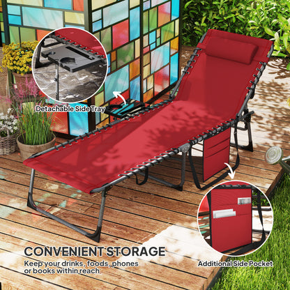 Five-Position Reclining Sun Lounger - Red