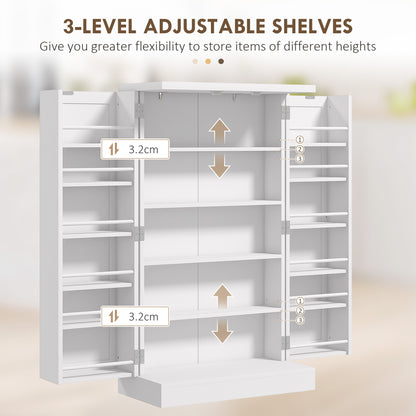 Kitchen Cupboard 6-tier Door Racks Freestanding Multi-Storage with Adjustable Shelves, White