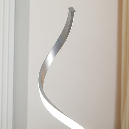Dimmable Floor Lamp for Living Room, Modern Spiral Standing Lamp with 3 Adjustable Brightness and Square Base, Silver