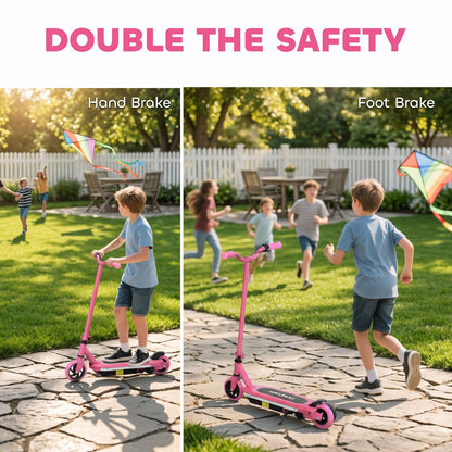 Electric Scooter for Kids 6-14 Years, with Colourful Lights, Pink