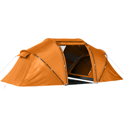 4 Man Camping Tent, UV Protection Tunnel Tent with 2 Bedrooms and Living Area, Large Hiking Sun Shelter, 430 x 240 x 170 cm