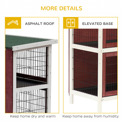 Rabbit Hutch Outdoor 2-Tier Guinea Pig Cage Bunny House Cage with No-Leak Trays for Indoor and Outdoor 136 x 50 x 93cm