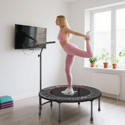 40" Fitness Trampoline with Adjustable Handle, Rebounder Trampoline, Mini Jumper for Indoor Exercise Workout, Black