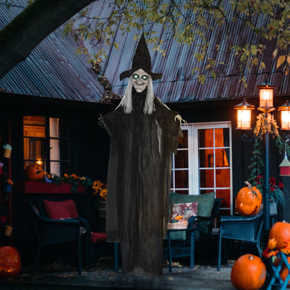 6ft Outdoor Halloween Decoration Witch, Hanging Witch Prop Life Size with Sound and Motion Activated, Light Up Eyes
