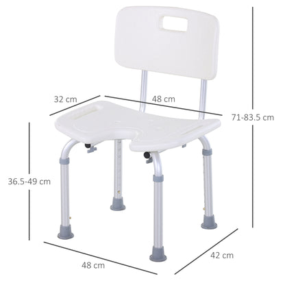8-Level Height Adjustable Bath Stool Spa Shower Chair Aluminum w/ Non-Slip Feet, Handle for the Pregnant, Old, Injured
