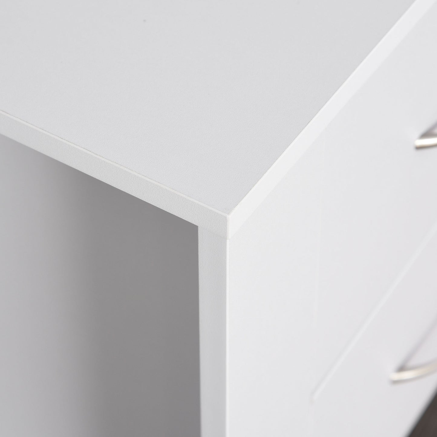 Bedside Table with 2 Drawers, Nightstand with Handles and Elevated Base, Side Table for Bedroom, Living Room, White