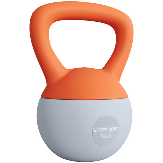 6KG Soft Kettlebell with Non-Slip Handle, for Home Gym, Weight Lifting, Strength Training, Orange/Grey