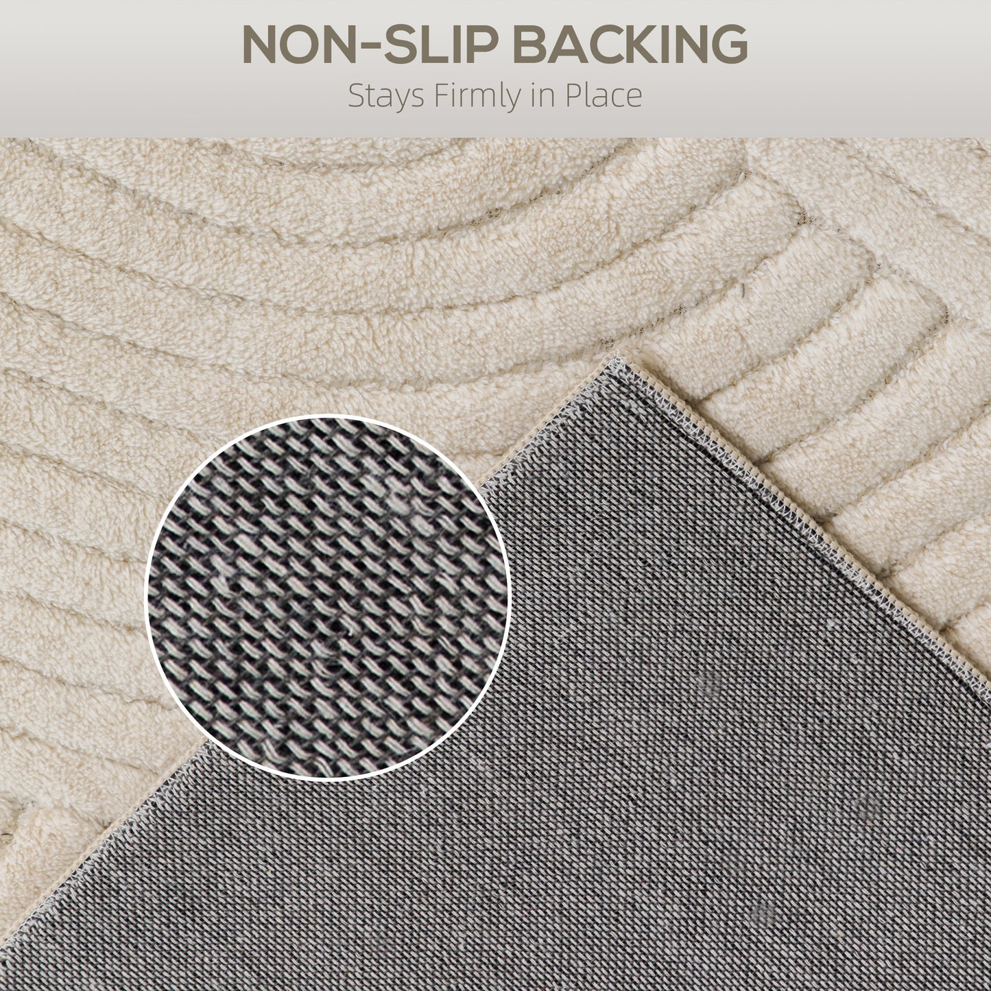 Modern Geometric Rug, Thick Plush, Non-Slip, 160 x 120 cm, Cream, Living Room, Bedroom, Office