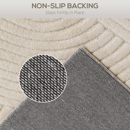 Modern Geometric Rug, Thick Plush, Non-Slip, 160 x 120 cm, Cream, Living Room, Bedroom, Office